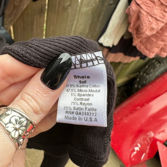 PJ Harlow Shala Knit Black Supima Cotton Blend Robe with Pockets & Satin Trim - Picture 9 of 12